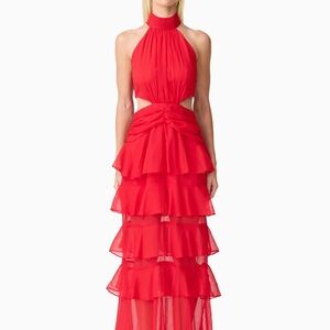 Elliatt Lilja Halter Neck Maxi Dress in Red - NWT XS